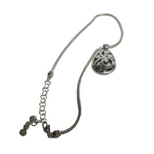 Brighton Contempo Open Scroll Swirl Teardrop Necklace Silver Plated. #1470